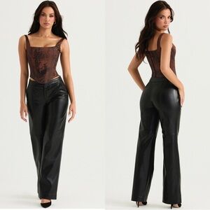 NWOT HOUSE OF CB Omaira Faux Leather Wide Leg Trousers. Size S